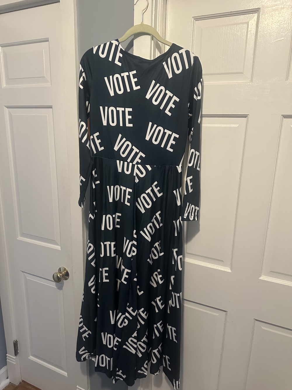Navy "VOTE" Maxi Dress with White Graphic Print - Picture 2 of 3